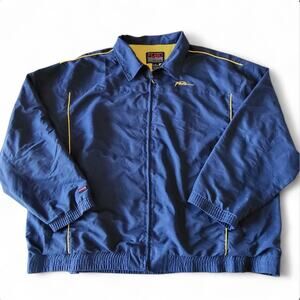 90s FUBU Mens 4XL Iconic Full Zip Track Jacket Navy/Yellow Classic Script HipHop